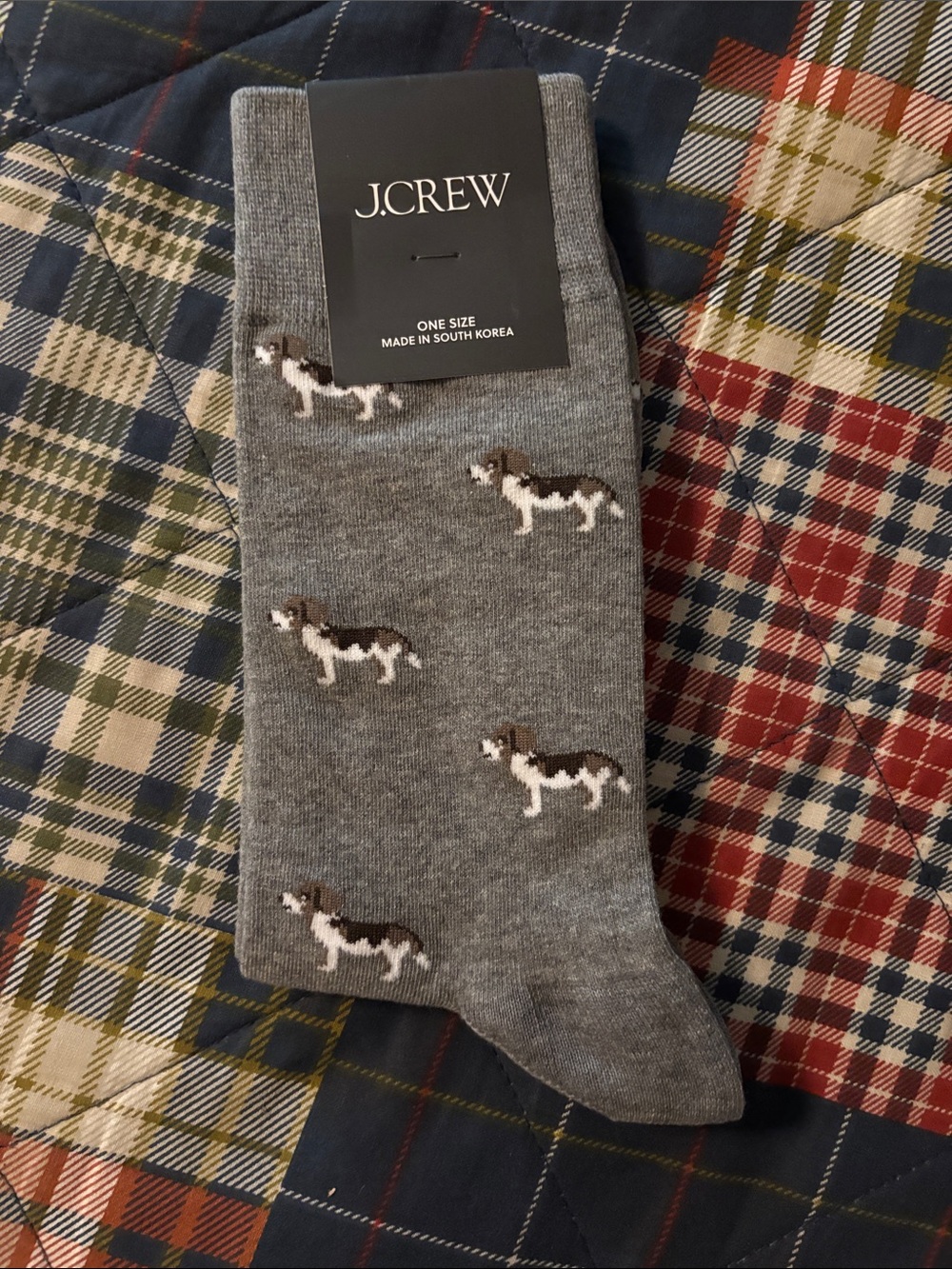J. Crew Grey Crew Socks with beagle Motif